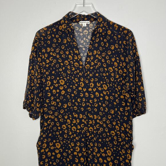 Whistles Lola Cheetah Print Shirt Dress Small Black Brown Animal Print Neutral - Picture 6 of 15